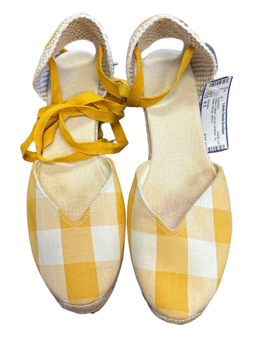 Soludos Shoe Size 8.5 Yellow & White Canvas Gingham Tie Detail Wedge Espadrille Yellow & White / 8.5