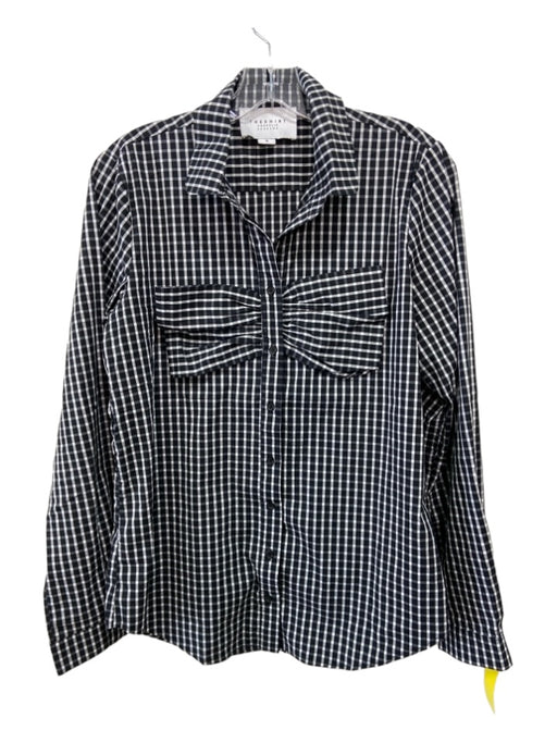 The Shirt Rochelle Behrens Size Medium Black & White Cotton Long Sleeve Grid Top Black & White / Medium