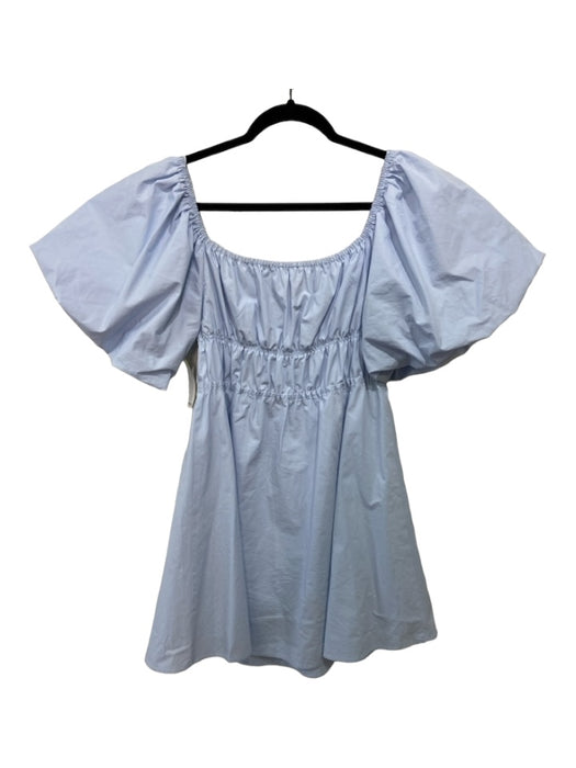 Kourt Size Medium Baby Blue Cotton Bubble Sleeve Elastic Waist Babydoll Dress Baby Blue / Medium