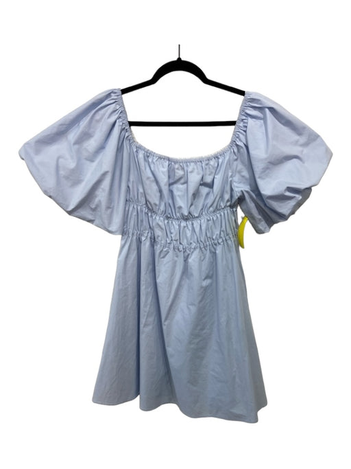 Kourt Size Medium Baby Blue Cotton Bubble Sleeve Elastic Waist Babydoll Dress Baby Blue / Medium