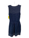 Maje Size 2 Navy & white Viscose Blend Sleeveless Abstract Lines Pleated Dress Navy & white / 2