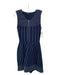 Maje Size 2 Navy & white Viscose Blend Sleeveless Abstract Lines Pleated Dress Navy & white / 2