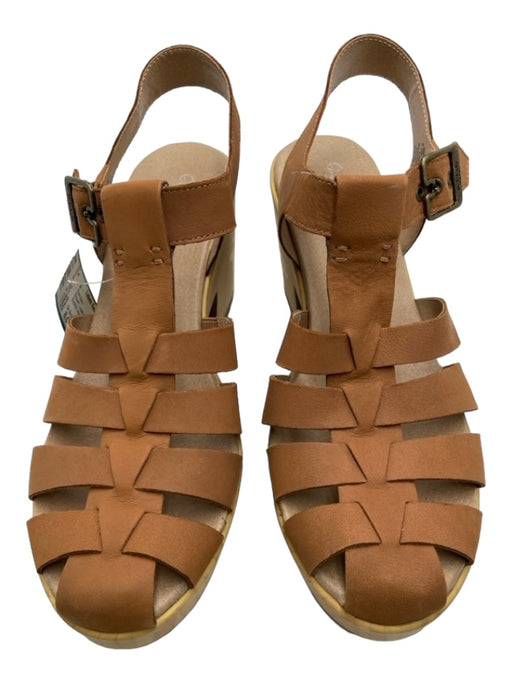 Dr Scholls Shoe Size 8.5 Brown Leather Strappy Caged Ankle Buckle Sandals Brown / 8.5