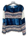 See By Chloe Size 38 Blue, Red & White Cotton Blend Boat Neck Knit Detail Top Blue, Red & White / 38