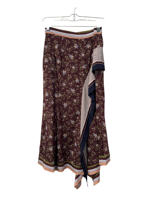 Veronica Beard Size 6 Burgundy & multi Silk Blend Floral Midi Side Zip Dress Burgundy & multi / 6