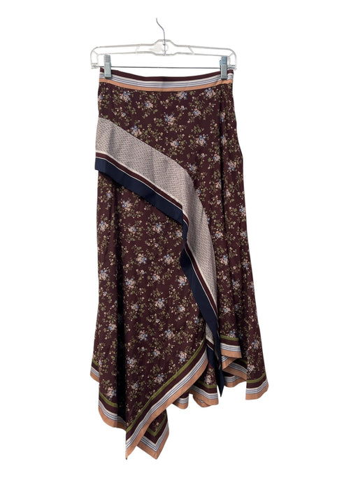 Veronica Beard Size 6 Burgundy & multi Silk Blend Floral Midi Side Zip Dress Burgundy & multi / 6