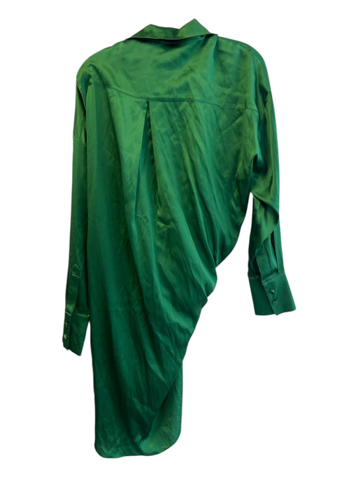 SER.O.YA Size M Emerald Green Silk Blend Collar Single Button Long Sleeve Dress Emerald Green / M