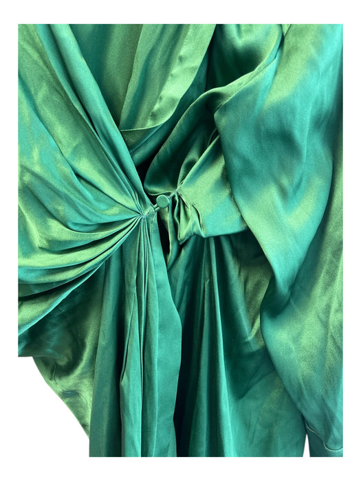 SER.O.YA Size M Emerald Green Silk Blend Collar Single Button Long Sleeve Dress Emerald Green / M