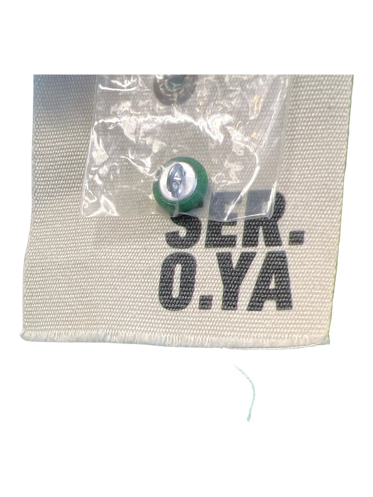 SER.O.YA Size M Emerald Green Silk Blend Collar Single Button Long Sleeve Dress Emerald Green / M