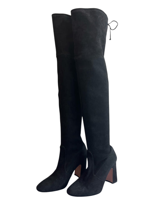 Stuart Weitzman Shoe Size 9 Black Leather Suede Thigh High Almond Toe Boots Black / 9