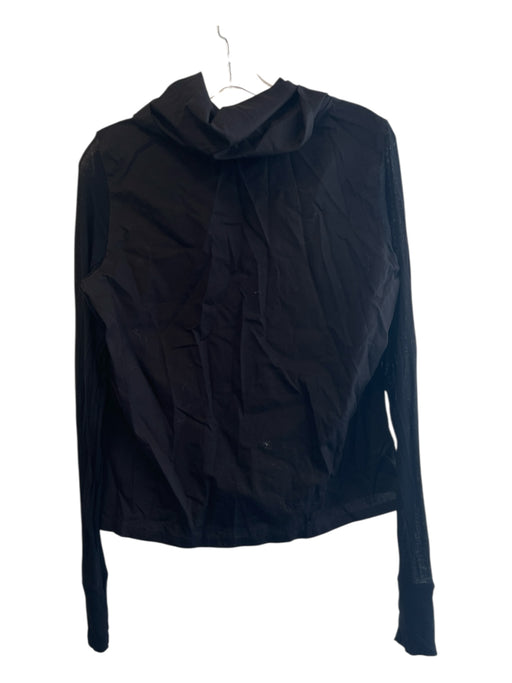 Marcella Size M Black 100% Cotton Turtle Neck Long Sheer Sleeve Cropped Top Black / M