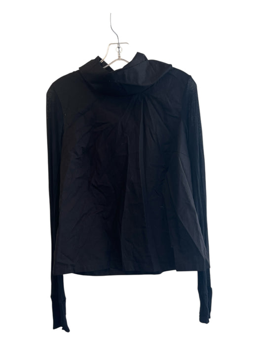 Marcella Size M Black 100% Cotton Turtle Neck Long Sheer Sleeve Cropped Top Black / M