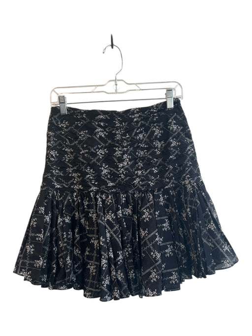 Cinq a Sept Size 6 Black & White 100% Cotton Side Zip Front Lace Fitted Skirt Black & White / 6