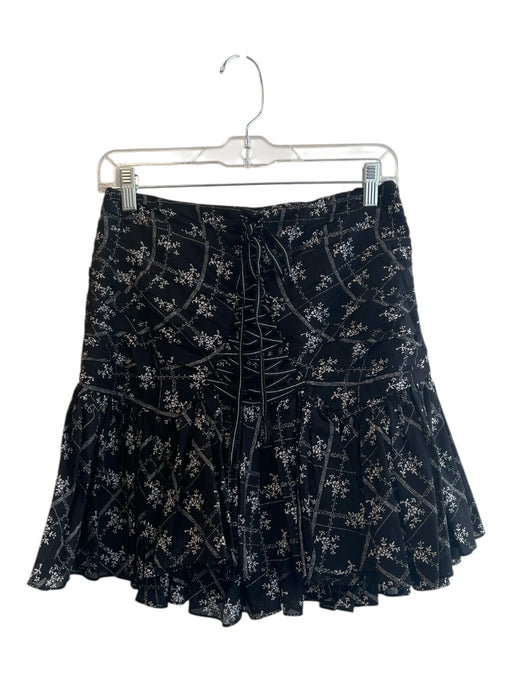 Cinq a Sept Size 6 Black & White 100% Cotton Side Zip Front Lace Fitted Skirt Black & White / 6