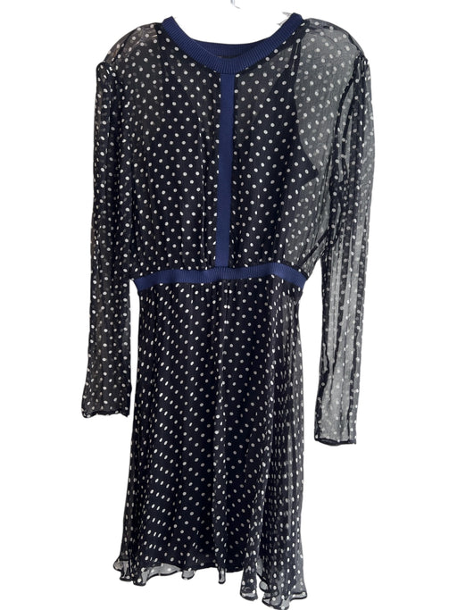 Maje Size 3 Black & White Viscose Detachable Lining Polka Dot Sheer Dress Black & White / 3