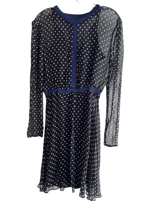Maje Size 3 Black & White Viscose Detachable Lining Polka Dot Sheer Dress Black & White / 3