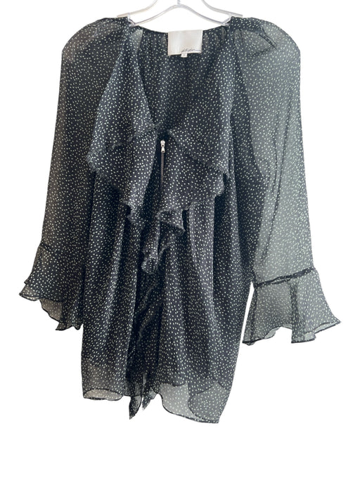 Phillip Lim Size 6 Black & White No Fabric Tag Semi Sheer Zip Front Top Black & White / 6
