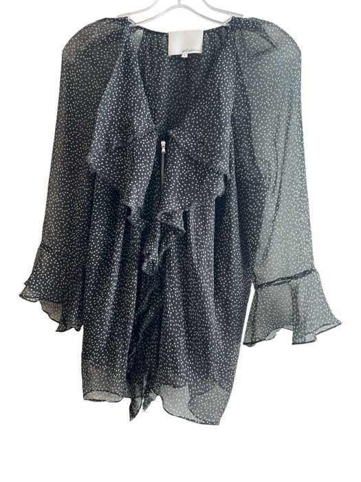 Phillip Lim Size 6 Black & White No Fabric Tag Semi Sheer Zip Front Top Black & White / 6
