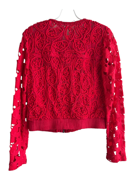 Elie Tahari Size XS Red Polyester Knit Zip Front Cut Out Design Jacket Red / XS