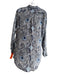 Calypso Size XS Blue Silk Paisley Collared Button Up Long Sleeve Hi Low Top Blue / XS