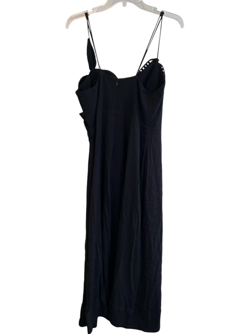 Farm Rio Size Large Black Viscose Sleeveless Flower Back Zip Maxi Dress Black / Large
