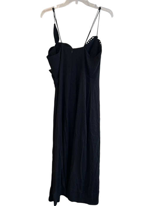 Farm Rio Size Large Black Viscose Sleeveless Flower Back Zip Maxi Dress Black / Large