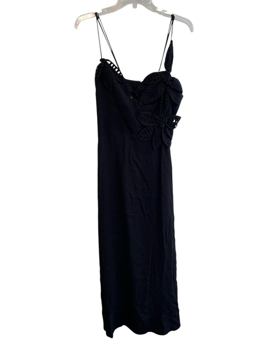 Farm Rio Size Large Black Viscose Sleeveless Flower Back Zip Maxi Dress Black / Large