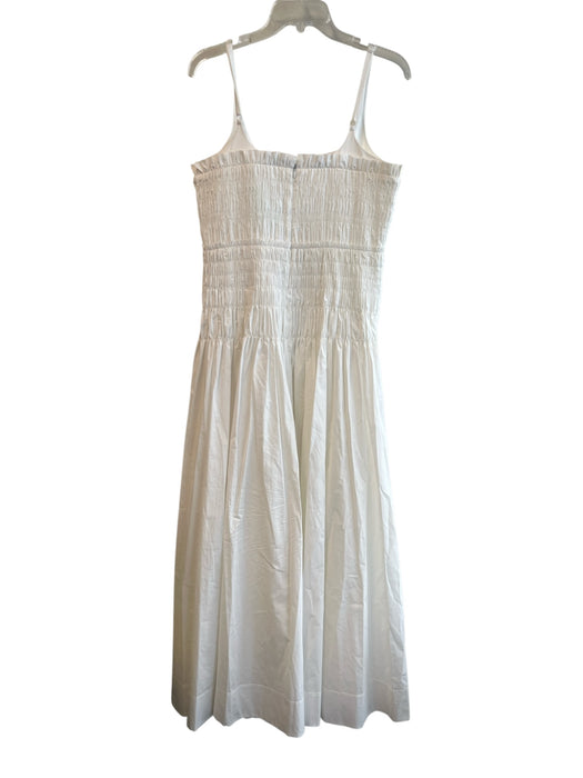 Rebecca Taylor Size 8 White Cotton Sleeveless Back Zip Ruched Maxi Dress White / 8