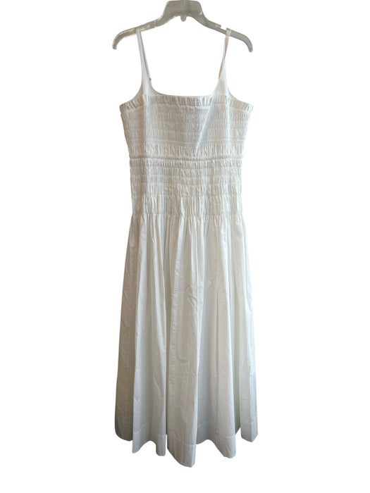 Rebecca Taylor Size 8 White Cotton Sleeveless Back Zip Ruched Maxi Dress White / 8
