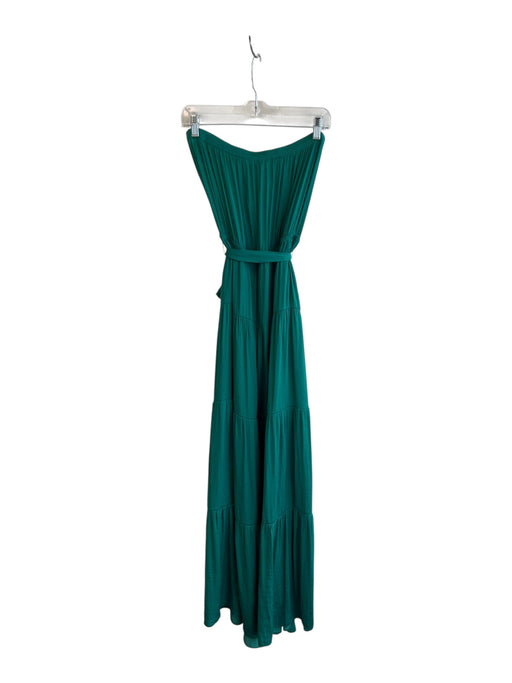 Naked Zebra Size M Green Polyester Strapless Tie Waist Tiered Maxi Dress Green / M