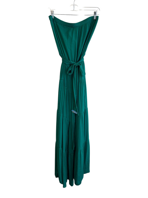 Naked Zebra Size M Green Polyester Strapless Tie Waist Tiered Maxi Dress Green / M