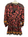 Alice + Olivia Size 8 Black, Red, Yellow Cotton & Silk Floral Above Knee Dress Black, Red, Yellow / 8