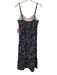 Amy Matto Size 8 Navy Blue & Beige Cotton Embroidered Abstract Thin Straps Dress Navy Blue & Beige / 8