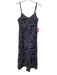 Amy Matto Size 8 Navy Blue & Beige Cotton Embroidered Abstract Thin Straps Dress Navy Blue & Beige / 8