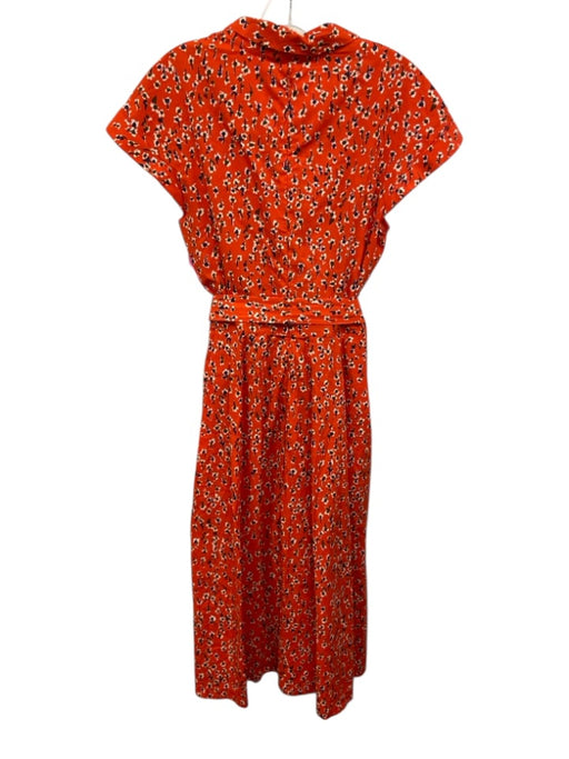 Lela Rose Size 8 Red, Brown, White Cotton Abstract Floral Double Breasted Dress Red, Brown, White / 8