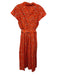 Lela Rose Size 8 Red, Brown, White Cotton Abstract Floral Double Breasted Dress Red, Brown, White / 8