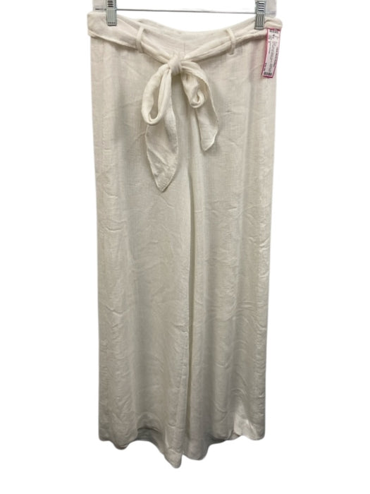 Halston Heritage Size 6 White Viscose Blend Gauze Sash Back Zip Wide Leg Pants White / 6