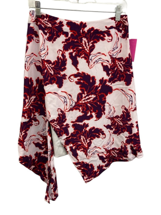 Elliatt Size M Purple, Red, White Rayon Blend Floral Front Slit Skirt Purple, Red, White / M