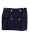 Josh V Size M Navy Blue Polyester Gold Tone Buttons Flap Pockets Back Zip Skirt Navy Blue / M