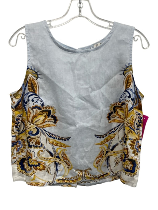 Joie Size S/M Blue, Yellow, Brown Linen High Rise Belted Sleeveless Short Set Blue, Yellow, Brown / S/M