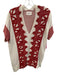 sita murt Size 38 Beige & Red Cotton Blend Knit Jacquard Fringe short sleeve Top Beige & Red / 38
