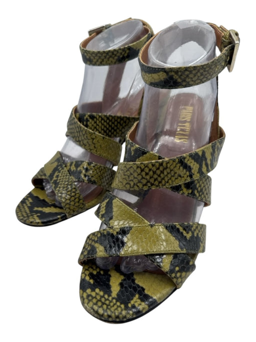 Paris Texas Shoe Size 39 Green & Black Leather Snake Ankle Buckle Sandals Green & Black / 39