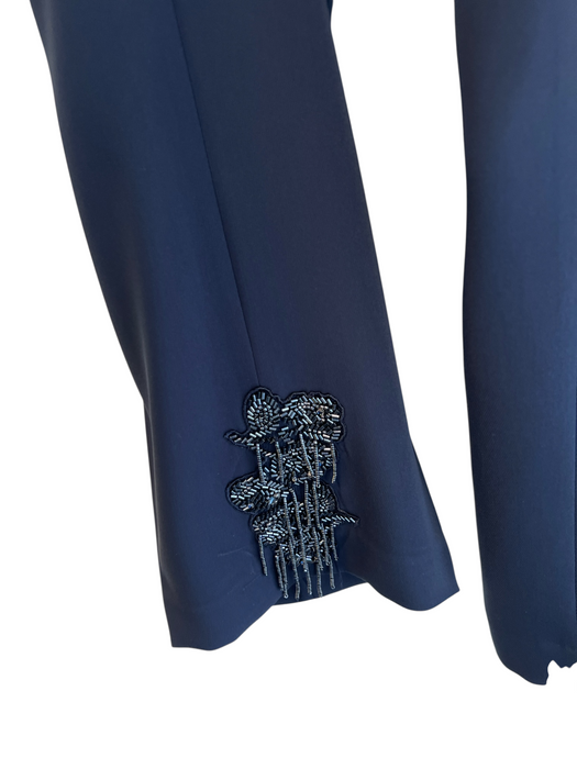Elie Tahari Size 6 Navy Polyester Zip Fly No pockets Sequin Detail Trouser Pants Navy / 6
