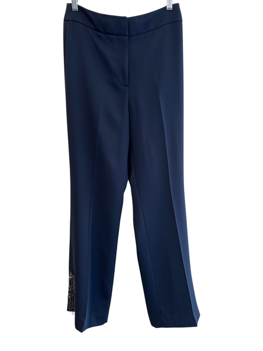 Elie Tahari Size 6 Navy Polyester Zip Fly No pockets Sequin Detail Trouser Pants Navy / 6