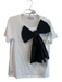 Red Valentino Size Medium White & Black Cotton Short Sleeve Bow Accents Top White & Black / Medium