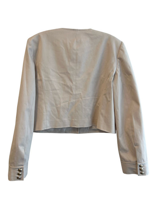 Cinq a Sept Size Medium Off White Cotton Round Neck Gold Buttons Jacket Off White / Medium