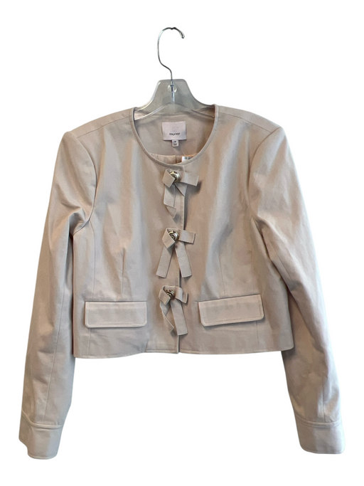 Cinq a Sept Size Medium Off White Cotton Round Neck Gold Buttons Jacket Off White / Medium