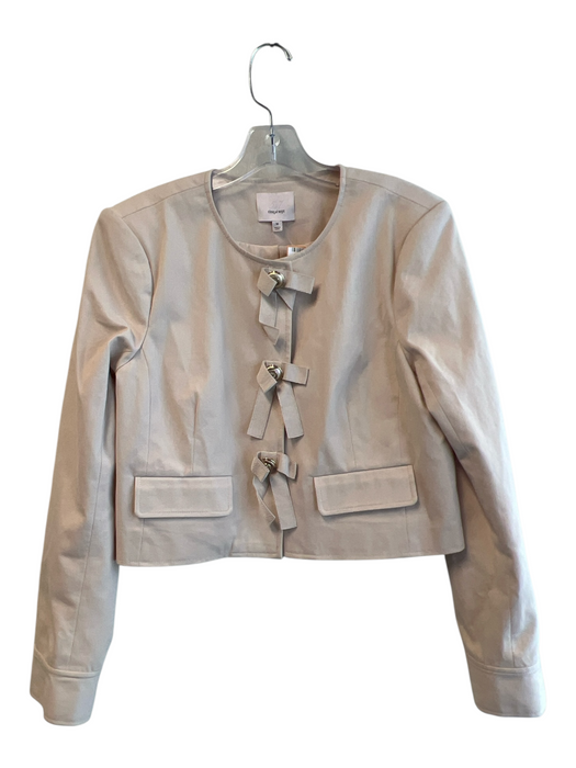 Cinq a Sept Size Medium Off White Cotton Round Neck Gold Buttons Jacket Off White / Medium