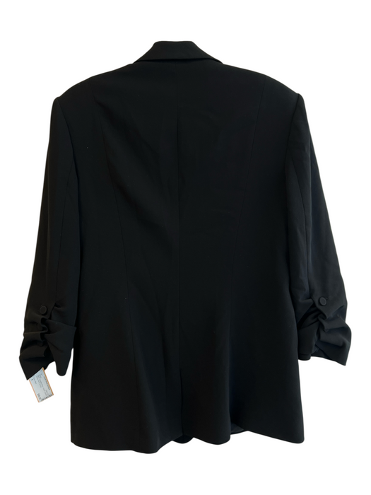Cinq a Sept Size 8 Black Triacetate Blend 1 Button Ruched Sleeve Blazer Black / 8