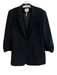 Cinq a Sept Size 8 Black Triacetate Blend 1 Button Ruched Sleeve Blazer Black / 8